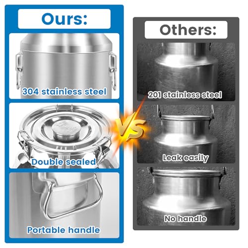 20L Stainless Steel Milk Can with Spigot Sealed Lid Heavy Duty Food Storage