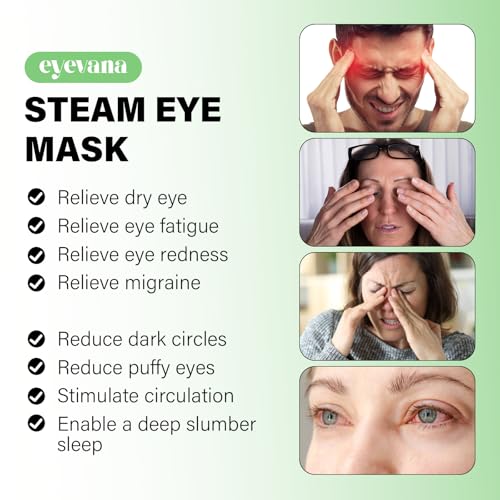 Eyevana 16 Pack Self-Heating Steam Eye Masks (Regular Unscented, 1 Count) for Dry Eyes & Puffiness
