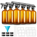 16oz Amber Glass Spray Bottles Set with Adjustable Nozzle - Refillable for Essential Oils, Cleaning, Pets & Hair