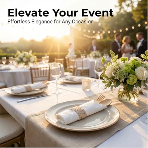 Pre-Wrapped Bamboo Cutlery Set – 100 Pack Disposable Utensils with Napkins – Forks, Knives, Spoons – Eco-Friendly Party & Wedding Supplies