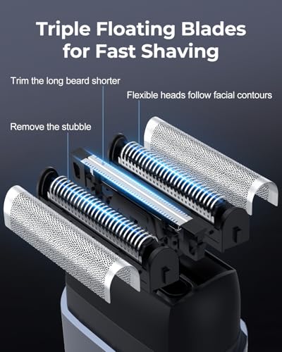 Men's Electric Foil Shaver - Waterproof USB-C Rechargeable Mini Razor with Floating Blades