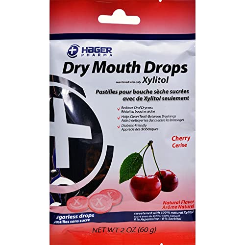 Hager Pharma Dry Mouth Drops with Xylitol, Cherry – 2 oz (Pack of 3)