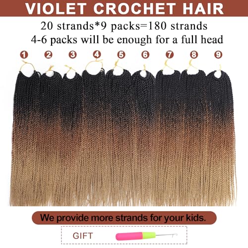 Senegalese Twist Crochet Hair - 18 Inch Pre-Looped Braids - 1B/30/27 - 20 Strands/Pack, 9 Packs