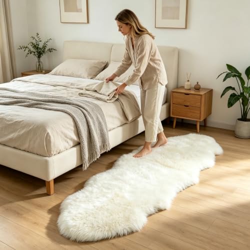 Sheepskin Rug 2x6 ft Luxury Wool Home Decor Cream White