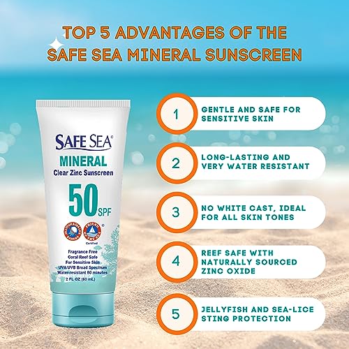 Safe Sea Zinc Oxide Sunscreen SPF50 Travel Size 2Oz Reef Safe Face & Body Lotion