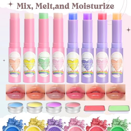 DIY Lip Balm Kit with Shea Butter, Beeswax & Natural Oils - Make Your Own Moisturizing Lip Gloss for Women & Girls