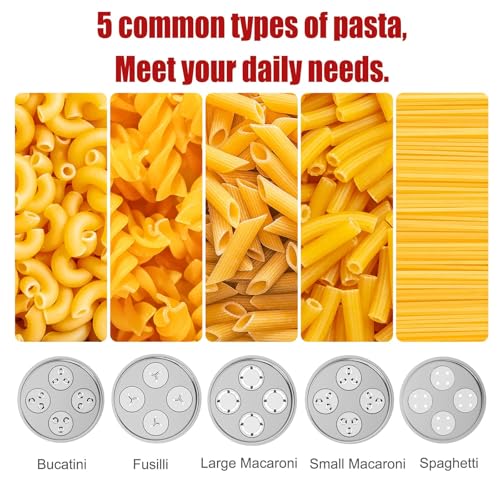 Metal Pasta Press Attachment for KitchenAid Stand Mixer – 5 Interchangeable Pasta Plates – Durable Gourmet Noodle Maker with Spaghetti, Bucatini, Fusilli, Macaroni – Variation: Pasta Press Attachment