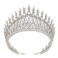 QXMYOO Silver Tall Wedding Tiara for Bride Large Queen Crown with Cubic Zirconia - Bridal Hair Accessories