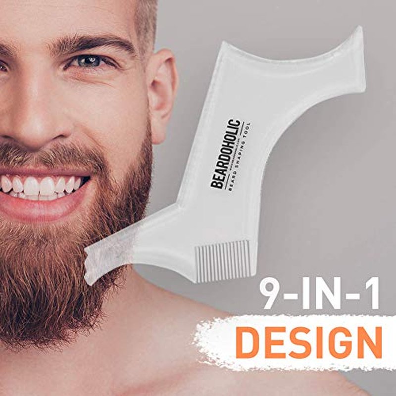 Beardoholic Beard Comb and Shaping Tool Set ? 100% Pearwood ? Anti-Static, Eliminates Tangles, Ingrown Hairs, Dandruff ? Achieve Perfectly Precise Lines and Any Beard Shape ? Style Beard With Ease