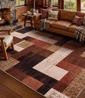 YIHOUSE Brown Multi Geometric Patchwork Area Rug 6x9 ft for Living Room & Bedroom