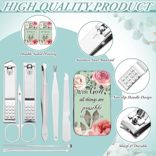 Colorful Christian Gift Sets for Women - Floral Bible Nail Care Kit - 10 Pieces