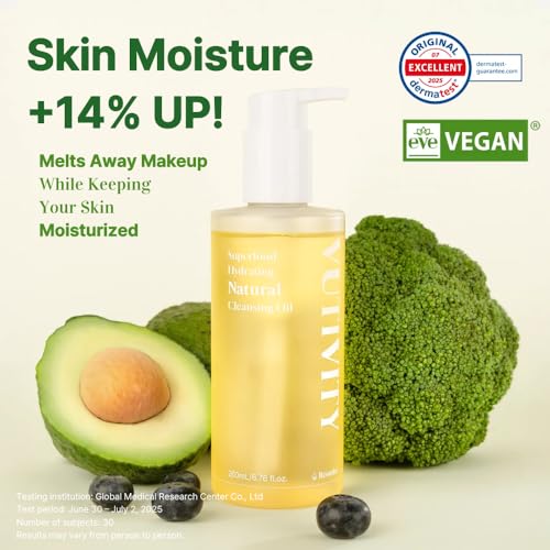Superfood Hydrating Natural Cleansing Oil, Vegan, 200mL, 6.76 fl oz, Gentle Makeup Remover for Sensitive Skin, Korean Oil Cleanser