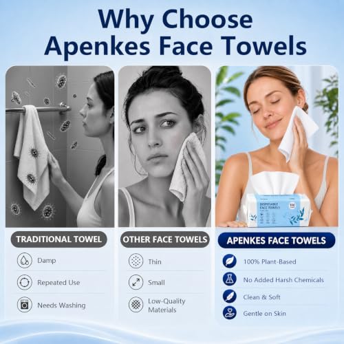 Disposable Face Towels 300 Count Large Dewdrop Texture - Gentle & Biodegradable