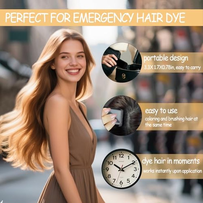 Black Hair Dye Comb, Portable Hair Dye Stick For Gray Hair Coverage Waterproof and Sweat-Proof Hair Color Stick Color Touch-Up Hair Sticks With Comb for Women & Men 2PCS