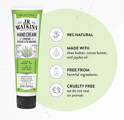 Natural Body Cream with Aloe & Green Tea - Hydrating 3.3oz Tubes, Pack of 4