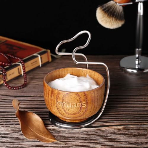 Anbbas Brown Badger Hair 3-in-1 Shaving Brush Set for Men with Wooden Lather Bowl