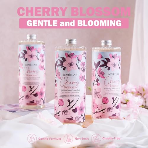 ROMIIE ZOI Cherry Blossom Foaming Hand Soap Refill Set 3 x 33.8 Fl Oz - Cruelty-Free & Moisturizing