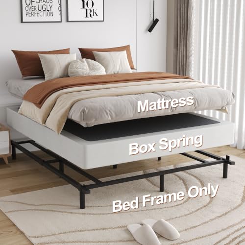 Queen Size Low Profile Metal Platform Bed Frame with Adjustable Length - Heavy Duty Support