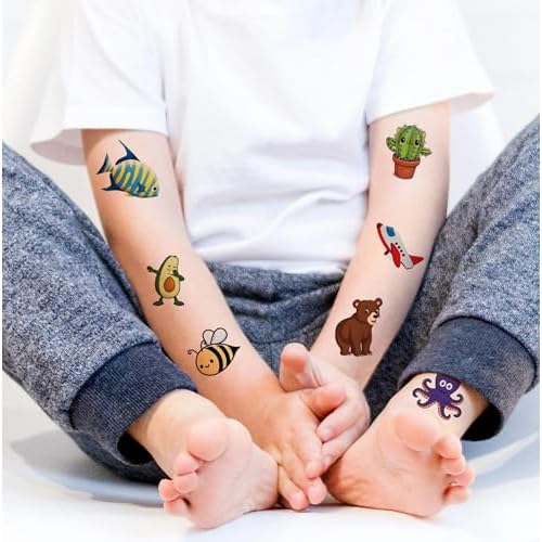 Tattoos for Kids - 148 Individually Sheets Mixed Styles Temporary Tattoos Stickers Set for Girls and Boys Birthday Party Supplies