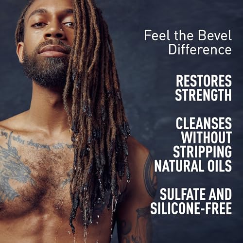 Bevel Shampoo for Men - Sulfate Free Shampoo for Textured Hair with Coconut Oil and Shea Butter, Detangles Coarse, Curly Hair, 12 Oz