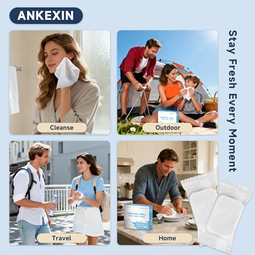 White 200 Pack Compressed Towels - Portable Disposable Face & Hand Towels