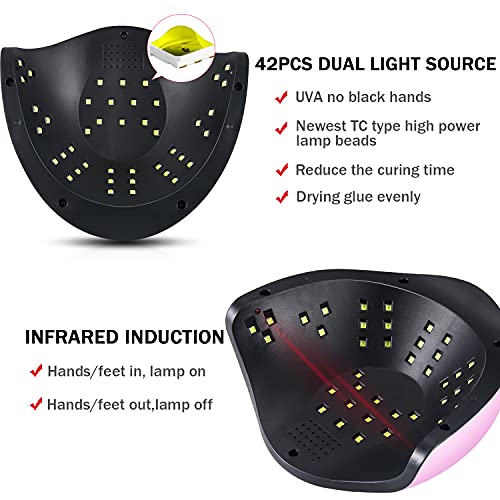 UV Gel Nail Lamp 120W LED Nail Light Fast Nail Dryer for Gel Polish Curing with 4 Timers Portable Handle Large Space Automatic Sensor(Pink)