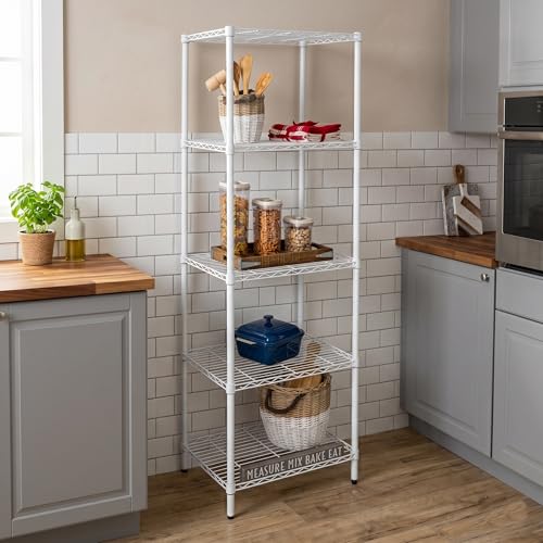 Honey-Can-Do 5-Tier Adjustable Shelving Unit, 250 lb per Shelf, White, 24 x 18 x 72 in