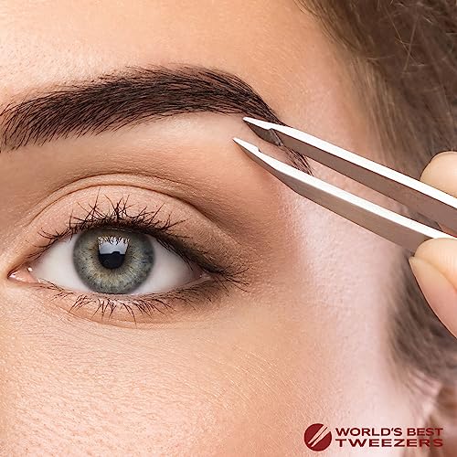 WBT Diamond Tip Tweezer- Grabs Hair from the Root, Diamond Coated Slant Tips Precision Tweezer for Eyebrow, Facial & Ingrown Hair Removal - Perfectly Aligned Tips Surgical Grade Steel Tool