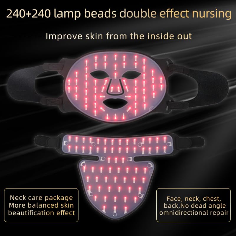 Rechargeable Red Light Face & Neck Mask with Eye Protection - Skin Therapy Device