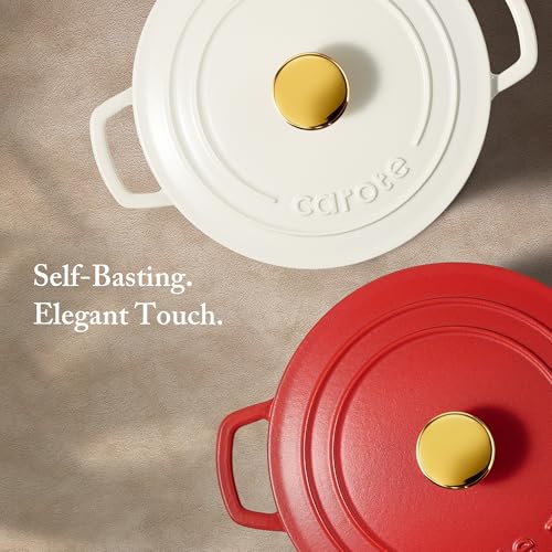 4QT Enamel Cast Iron Dutch Oven Pot with Lid - Red