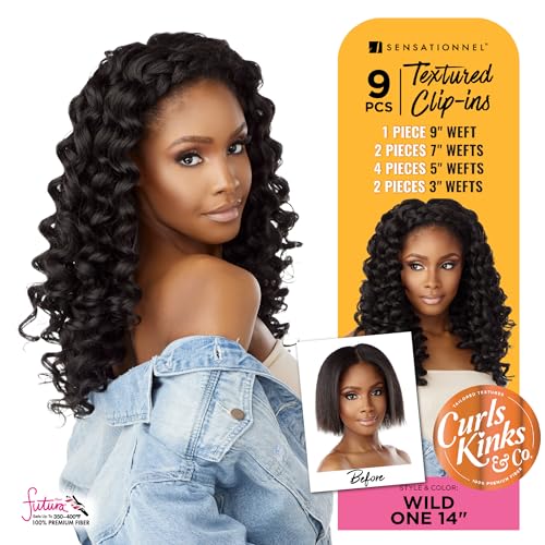 Sensationnel Curls Kinks & Co Clip-In Hair Extensions - 14 Inch, Dark Brown