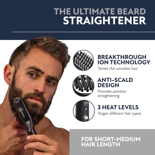 Arkam Premium Beard Straightener Kit - Heated Beard Brush with Anti-Scald & Travel Bag