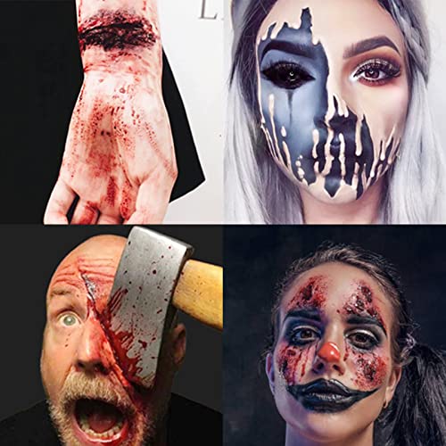 Liquid Latex SFX Makeup Kit, 2.1Oz Latex Liquid with Coagulated Fake Blood Gel, Squirt Blood and Stipple Sponge, Halloween Monster Zombie Clown Makeup for Scald Burn Scar Wound,Cut,Skin Decay