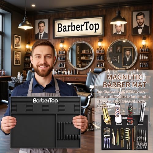 16.5 x 12.6 Inch Magnetic Barber Mat with Anti-Slip Silicone Surface for Tools and Accessories