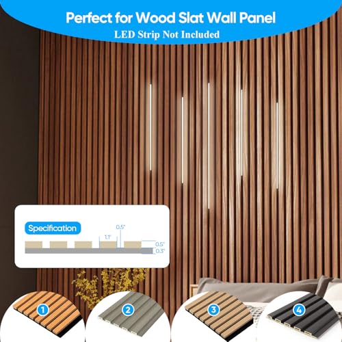 Besseto Black LED Aluminum Channel for Wood Slat Wall Panel - 10 Pack 6.6Ft