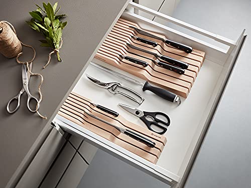 In-Drawer Knife Tray for 15 Knives - Beech Wood Organizer, Wüsthof Style
