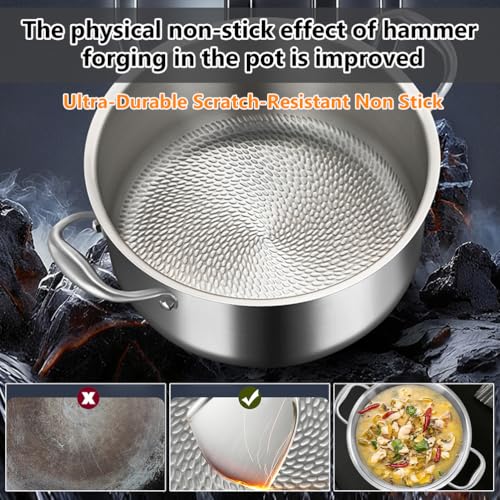 10.24 Inch Titanium Nonstick Soup Pot - Hammered Induction Cookware