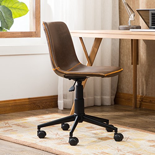Roundhill Furniture Cesena Faux Leather Swivel Office Chair - Brown