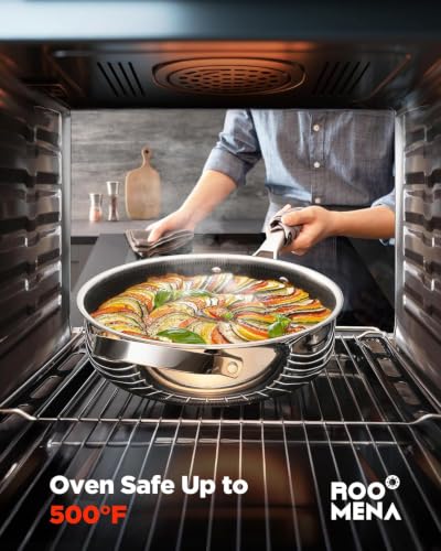 13-Inch Ceramic Nonstick Wok with Lid - Tri-Ply Stainless Steel Cooking Pan