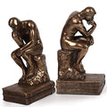 Bronze Finish Thinker Bookends Set - Artistic Desktop Decor