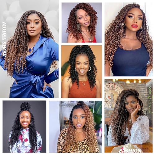 Forevery Goddess Locs Crochet Hair 14 Inch T1b/4/30 Pack of 6 - Faux Locs for Black Women