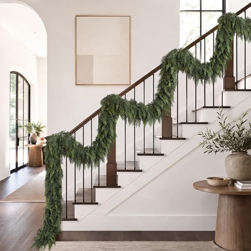 Green 6FT Cedar Garland Set - 4PCS Real Touch Christmas Decorations