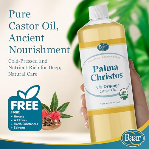 Organic Castor Oil 32 oz - Cold-Pressed, Hexane-Free, USDA Certified for Skin & Hair Care