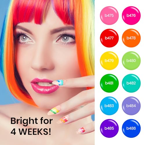 Beetles Rainbow Gel Liner Nail Art Set - 12 Neon Colors with Brush (Variation C - Multicolor 12-2)