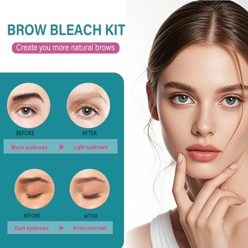 Brow Bleach Kit, Eyebrow Bleach, Brow Lightening Kit, Eyebrow Lightener, Gentle & Effective, Works for All Types, Creates You a Lighter & Natural Brow Color, 5 Applications