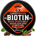 Biotin Beard Growth Balm for Men ? Conditioning Balm with Castor, Shea & Jojoba Oils to Condition, Soften & Thicken Facial Hair ? Non-Greasy, Sandalwood Scent ? 2 oz Grooming Kit