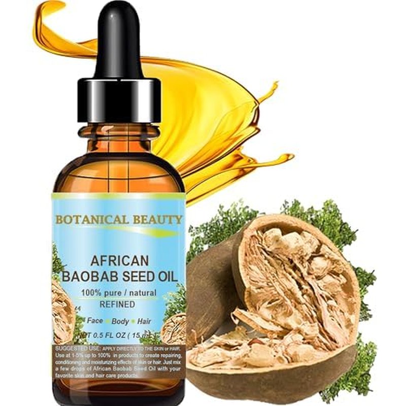 Botanical Beauty? BAOBAB SEED OIL 100% Pure Natural Refined Cold-Pressed Carrier Oil 0.5 Fl oz 15 ml For Face Skin Body Hair Lip Nails Rich in Vitamin C