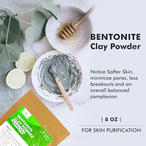 Calcium Bentonite Clay Powder 8oz - Pure Food Grade Skin Detox Mask - Vegan & Healing