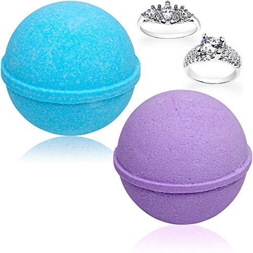 Ocean Breeze Lavender Bath Bombs Gift Set of 2 with Jewelry Rings - Style 6, Made in USA