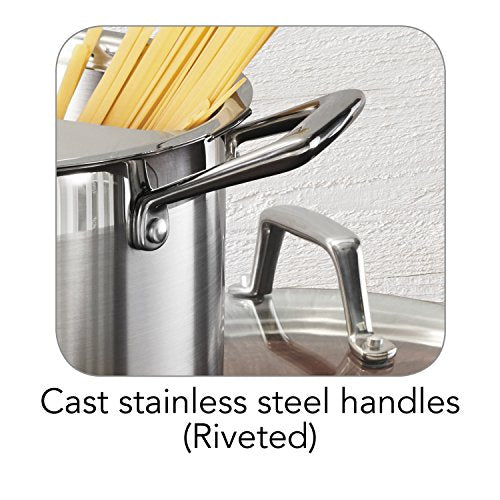 8 Quart Stainless Steel Pasta Pot with Lock & Drain Strainer